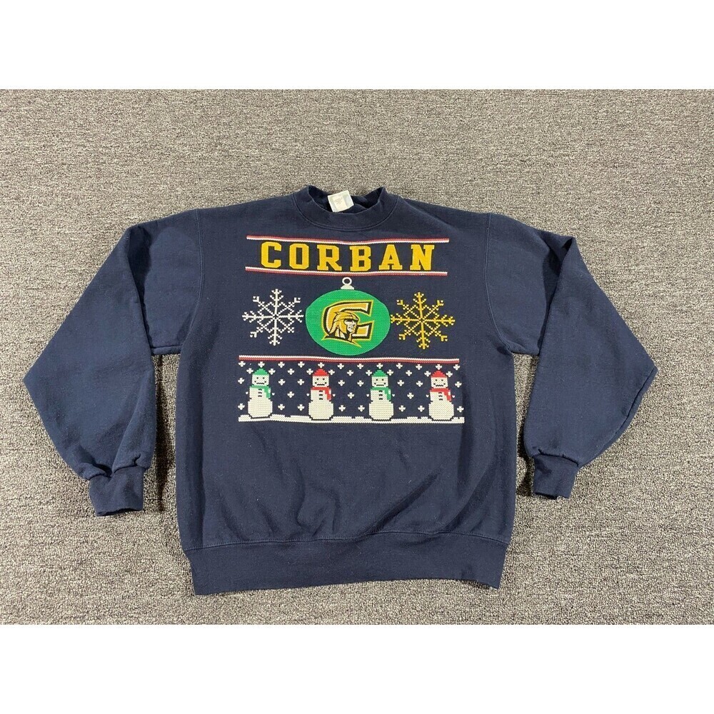 VINTAGE Champion Sweater Mens Medium Blue Pullover Sweatshirt Corban Christmas